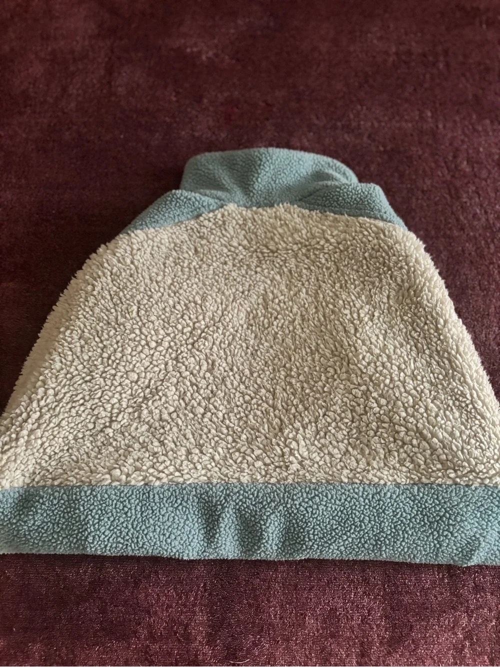 Columbia Woman' Fleece Pullover Jacket in Light Blue and Cream with Coral Pocket